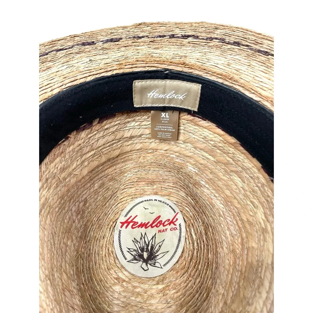 Hemlock Hat Madero Fedora 100% Palm Straw Hat Size XL unisex toast tan boho